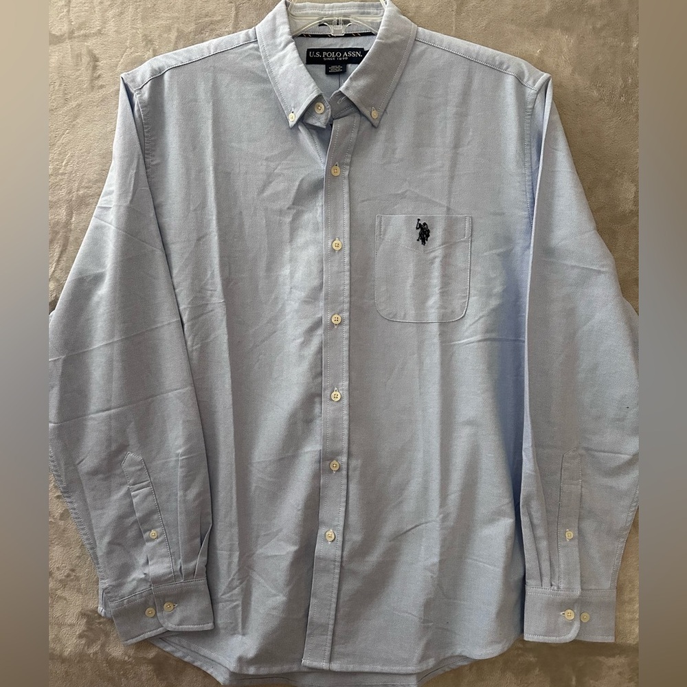 U.S. Polo Assn. Light Blue Button-Down Oxford Shirt with‎ Chest Pocket